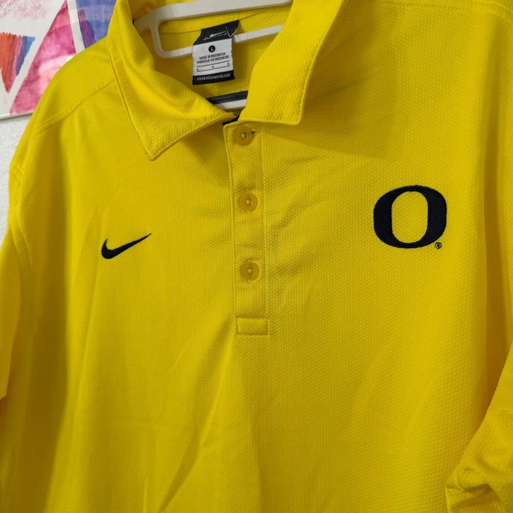 Nike Oregon Ducks Dri-FIT Polo Shirt Mens Large Yellow Black Short Sleeve NCAA